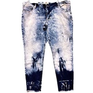 Red Jeans NYC Acid Washed Womens Jeans Size 17x18 Blue White Denim